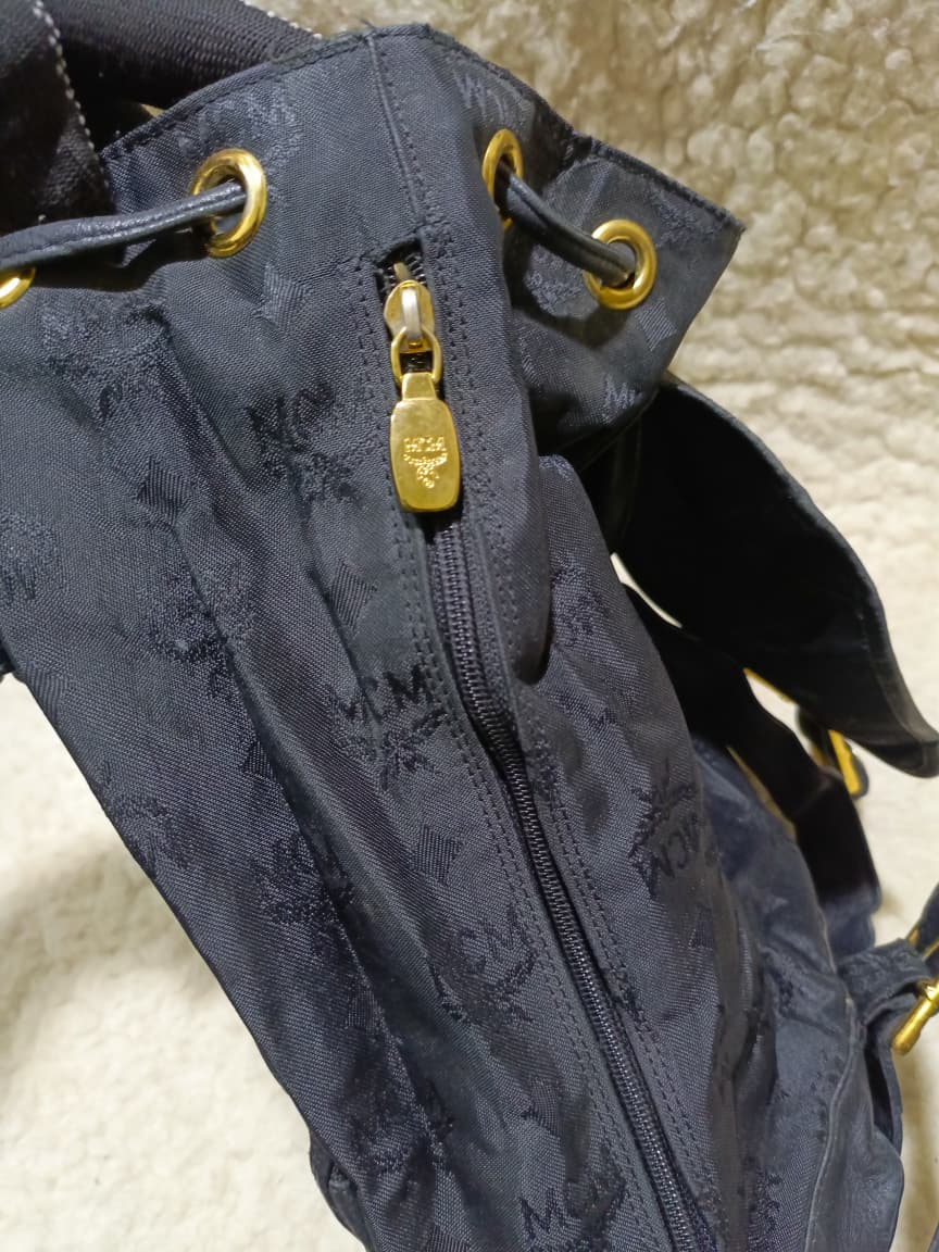 MCM Monogram Nylon Backpack – Black | Pre-Loved