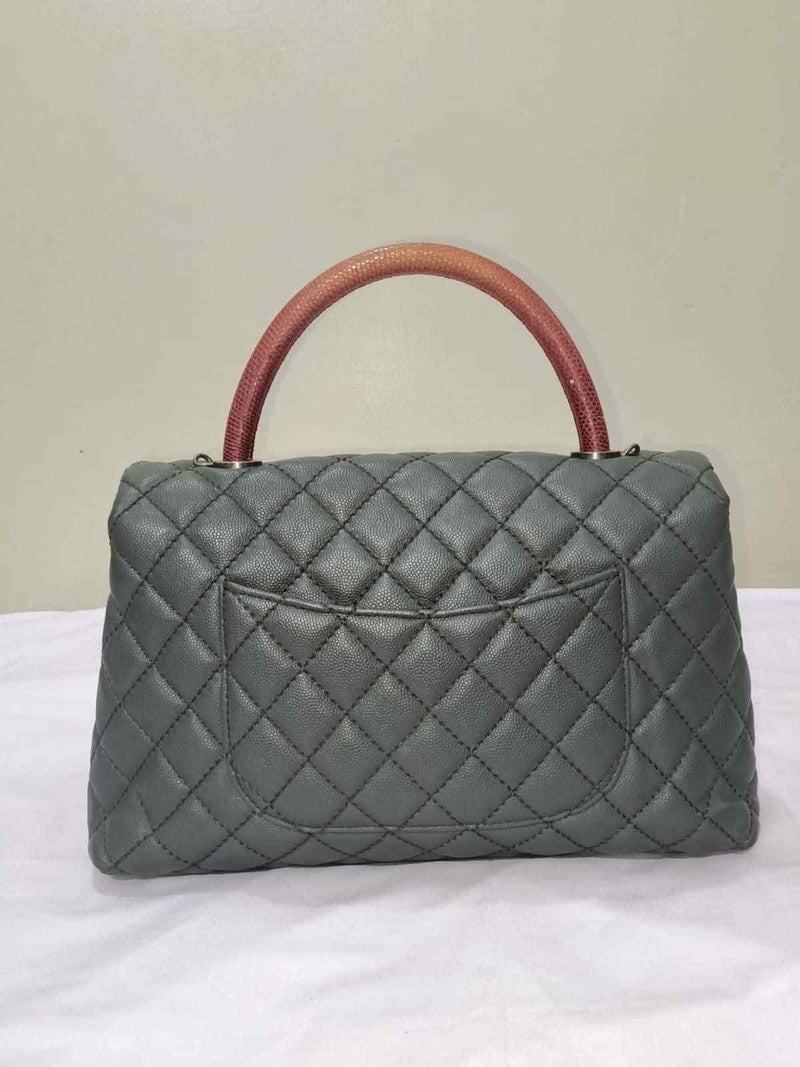Chanel Grey Quilted Top Handle Shoulder Bag