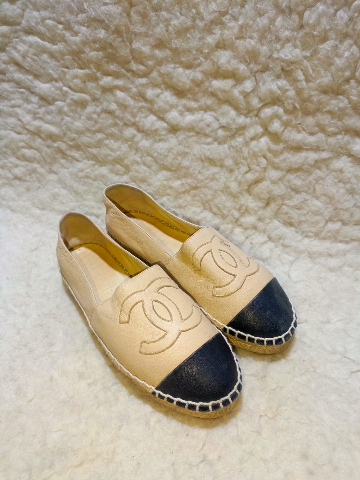 Chanel Size 36 Espadrilles Lambskin Beige/Black Shoes | Pre-Loved