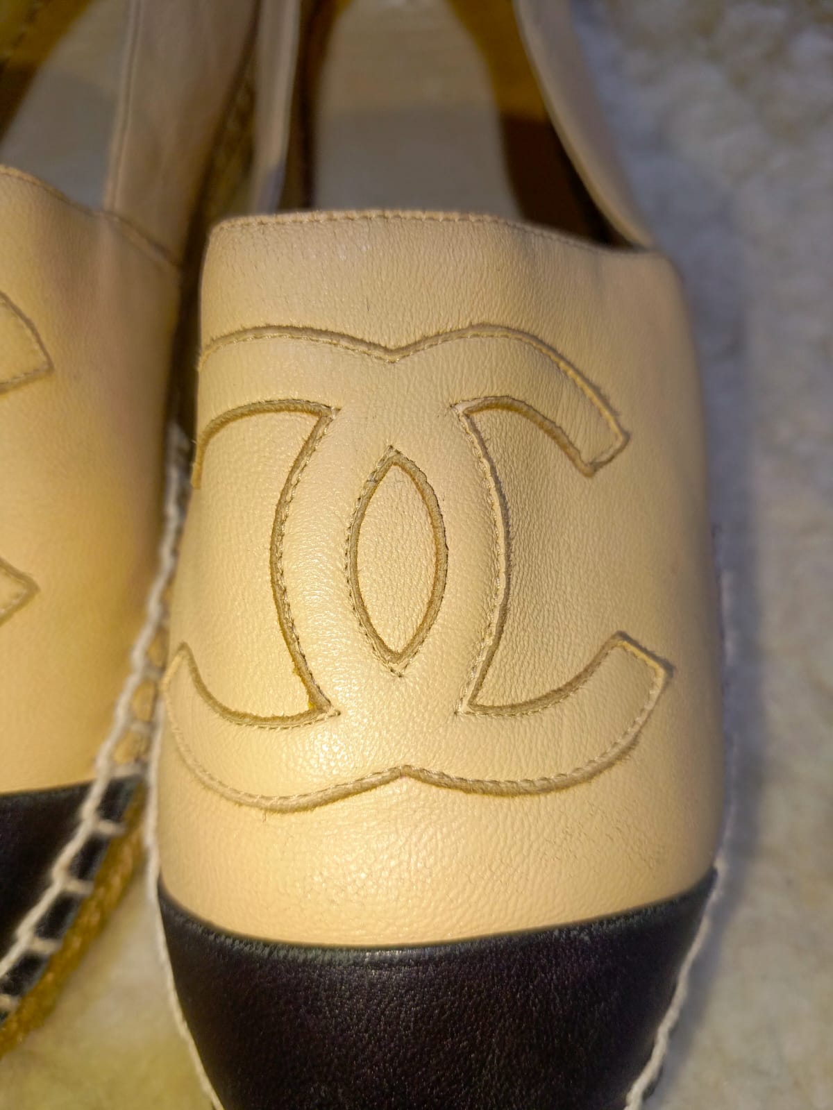 Chanel Size 36 Espadrilles Lambskin Beige/Black Shoes | Pre-Loved