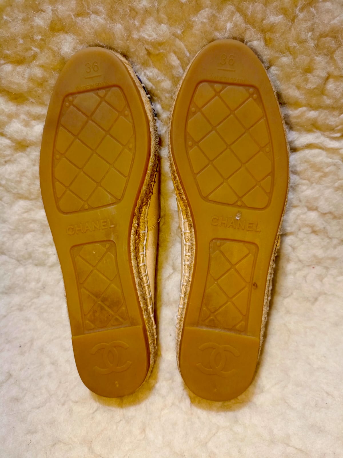 Chanel Size 36 Espadrilles Lambskin Beige/Black Shoes | Pre-Loved