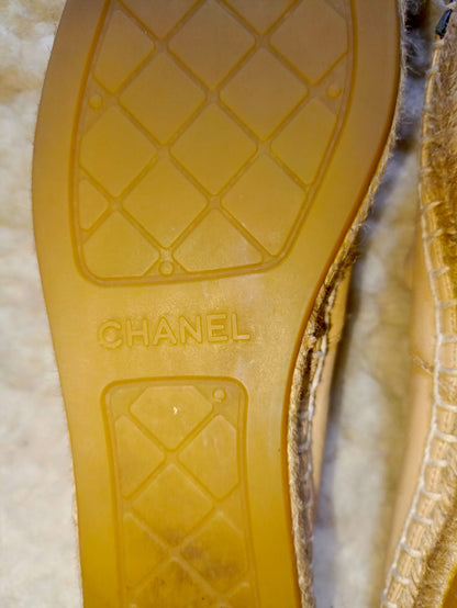 Chanel Size 36 Espadrilles Lambskin Beige/Black Shoes | Pre-Loved