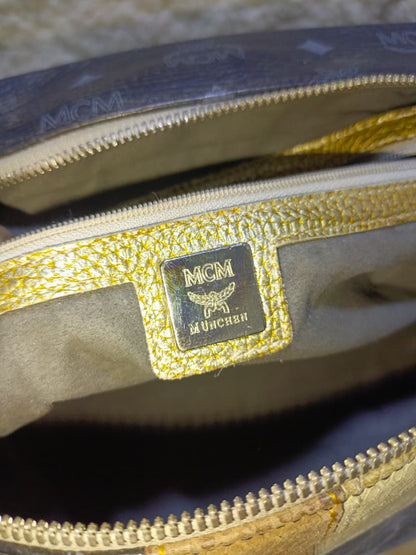 MCM Visetos Princess Lion Boston Bag – Black/Gold | Pre-Loved