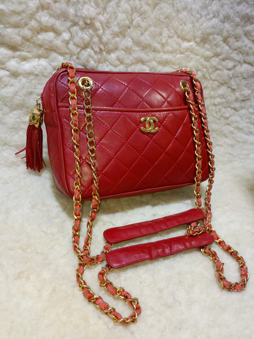 Chanel Red Quilted Leather  Shoulder Bag | Pre-Loved