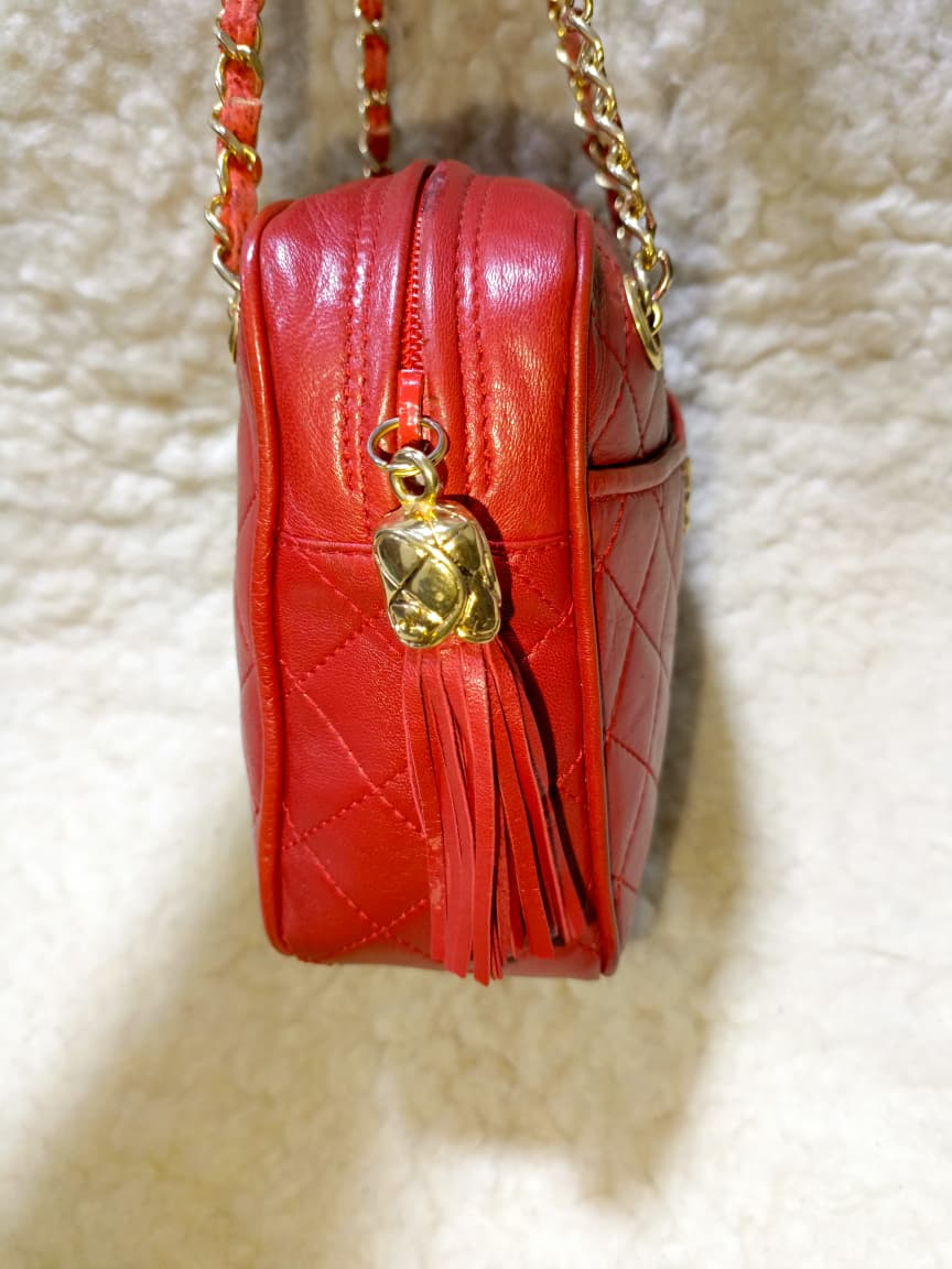 Chanel Red Quilted Leather  Shoulder Bag | Pre-Loved