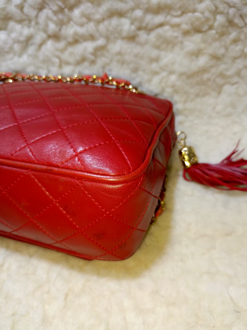 Chanel Red Quilted Leather  Shoulder Bag | Pre-Loved