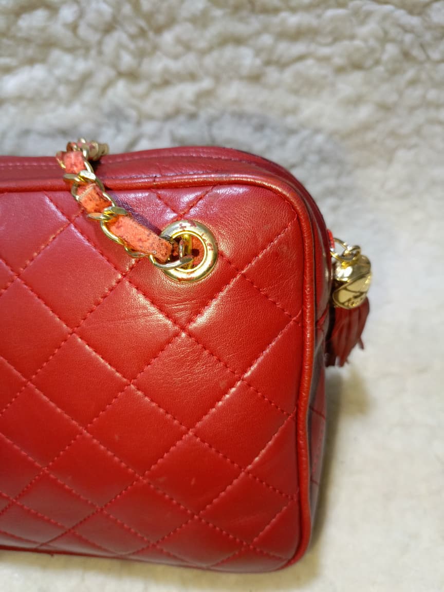 Chanel Red Quilted Leather  Shoulder Bag | Pre-Loved