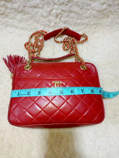 Chanel Red Quilted Leather  Shoulder Bag | Pre-Loved