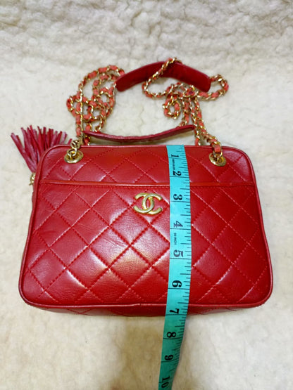Chanel Red Quilted Leather  Shoulder Bag | Pre-Loved
