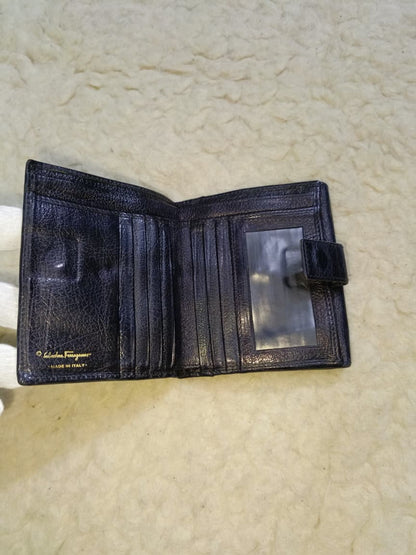 Ferragamo Black Leather Compact Wallet | Pre-Loved