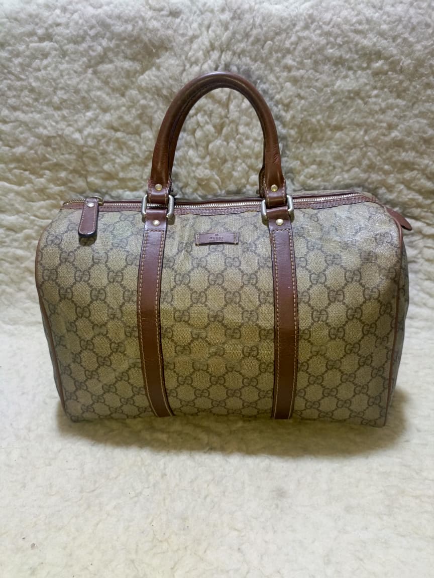 Vintage Gucci GG Brown Leather Trim | Pre-Loved