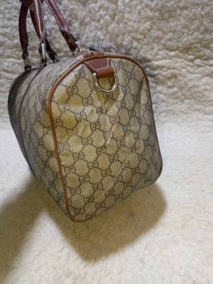 Vintage Gucci GG Brown Leather Trim | Pre-Loved