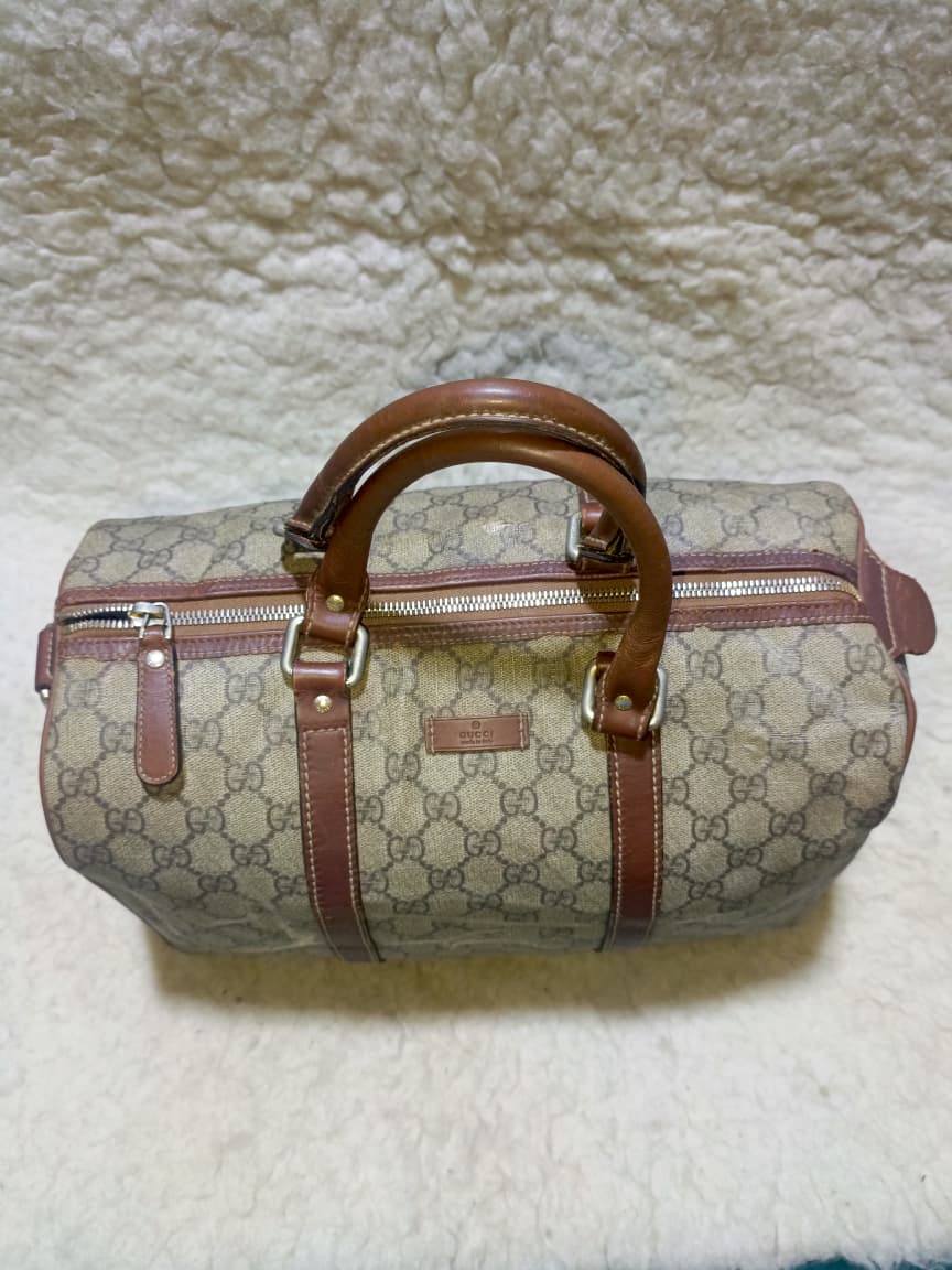 Vintage Gucci GG Brown Leather Trim | Pre-Loved