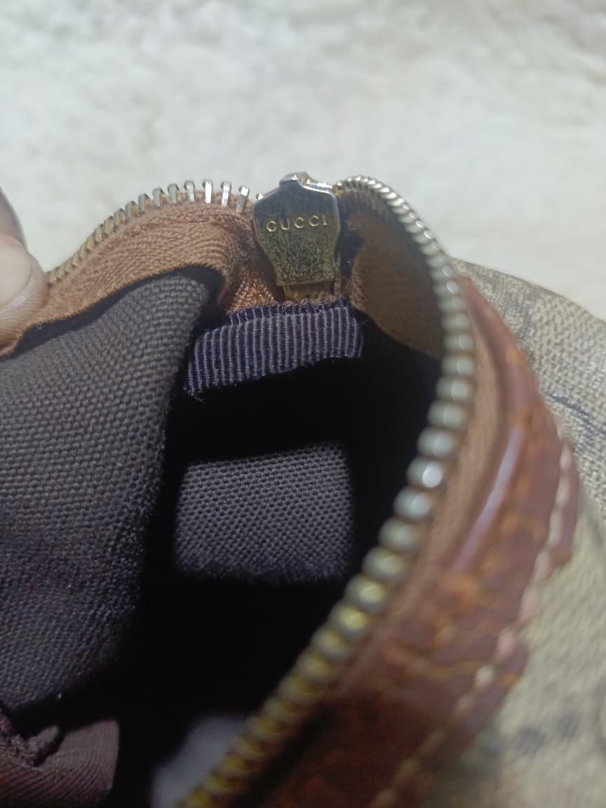 Vintage Gucci GG Brown Leather Trim | Pre-Loved
