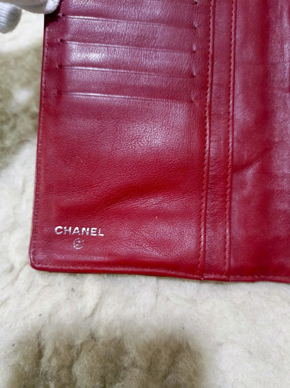 Chanel Red Quilted Patent Leather Long Wallet | Pre-Loved