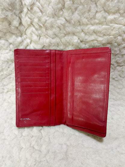 Chanel Red Quilted Patent Leather Long Wallet | Pre-Loved
