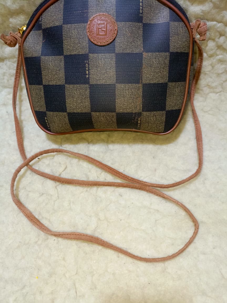 Fendi Vintage Check Pattern Mini Crossbody Pouch | Pre-Loved