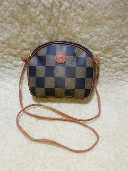 Fendi Vintage Check Pattern Mini Crossbody Pouch | Pre-Loved