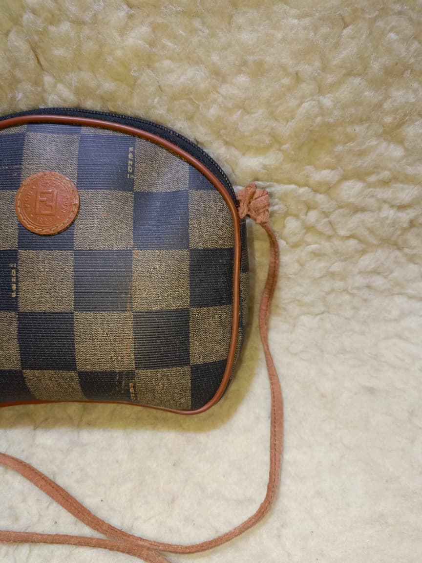 Fendi Vintage Check Pattern Mini Crossbody Pouch | Pre-Loved