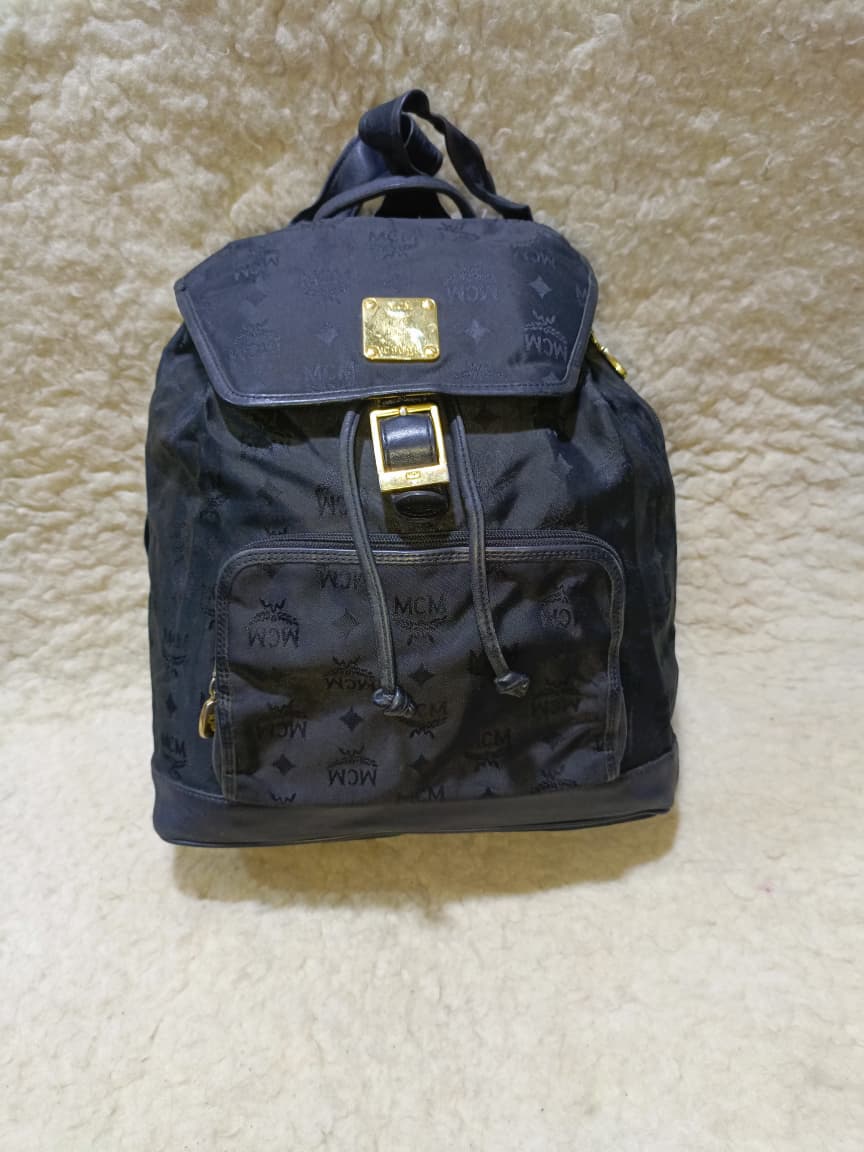 MCM Monogram Nylon Backpack – Black | Pre-Loved