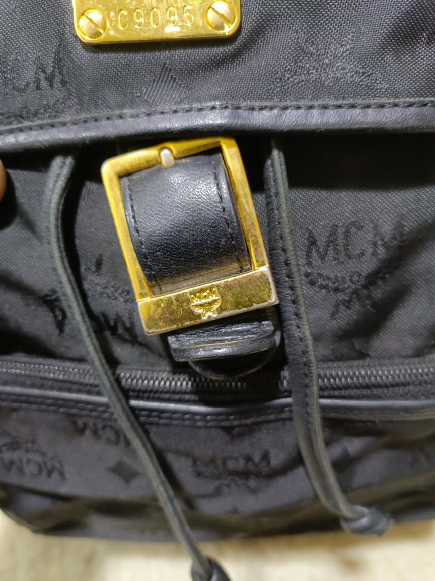 MCM Monogram Nylon Backpack – Black | Pre-Loved