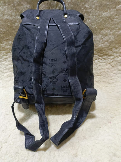 MCM Monogram Nylon Backpack – Black | Pre-Loved