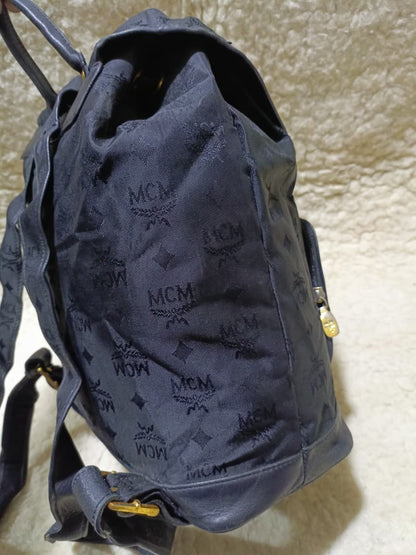 MCM Monogram Nylon Backpack – Black | Pre-Loved