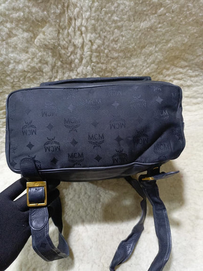 MCM Monogram Nylon Backpack – Black | Pre-Loved