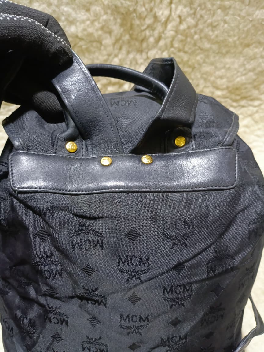 MCM Monogram Nylon Backpack – Black | Pre-Loved