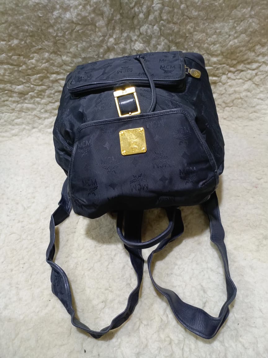 MCM Monogram Nylon Backpack – Black | Pre-Loved