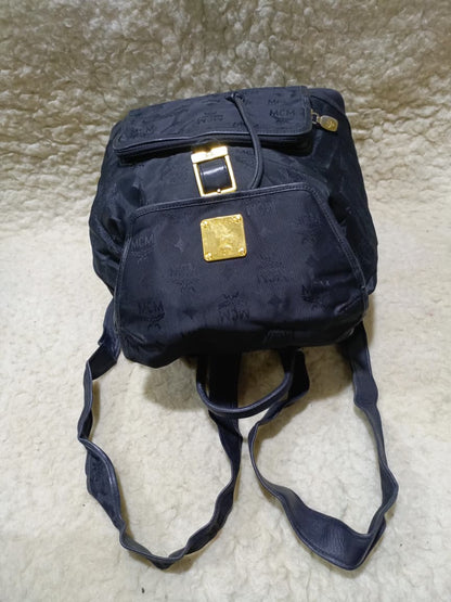MCM Monogram Nylon Backpack – Black | Pre-Loved