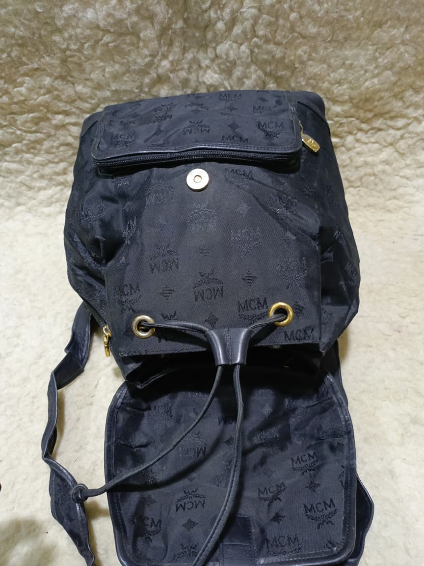 MCM Monogram Nylon Backpack – Black | Pre-Loved