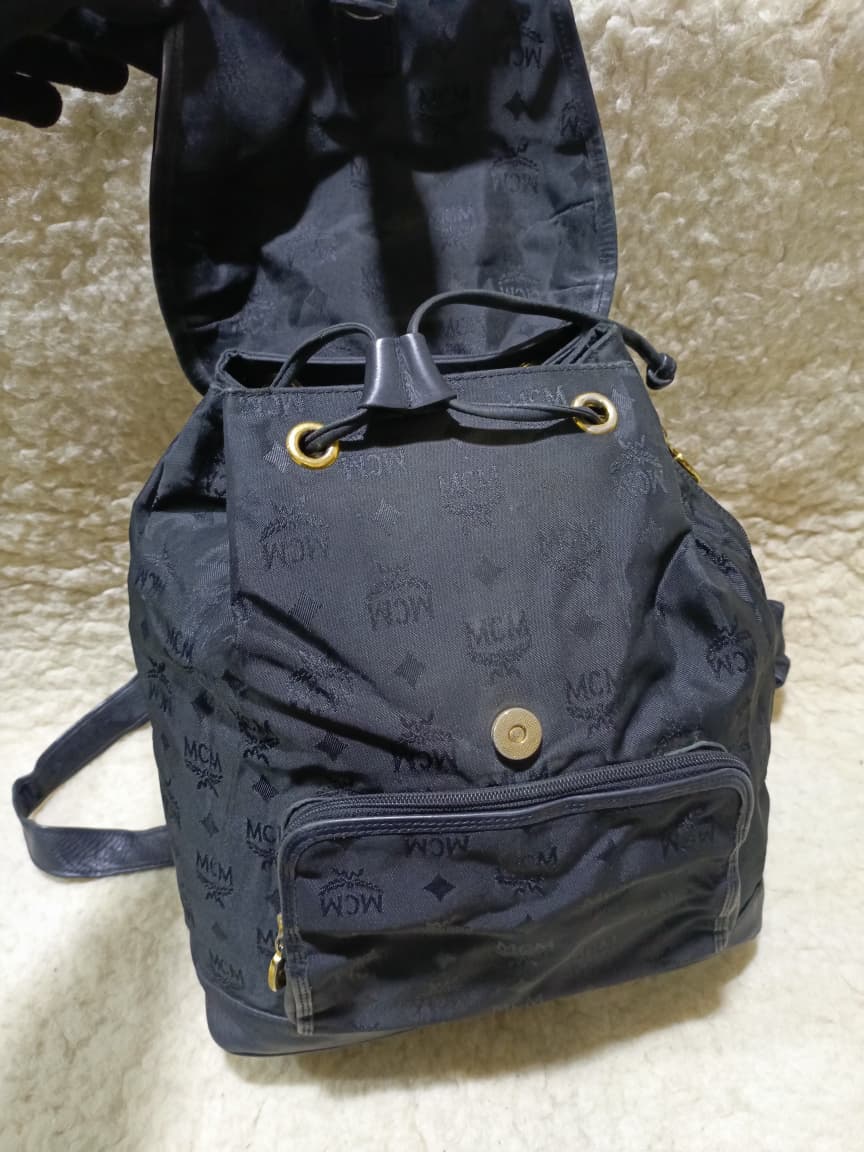 MCM Monogram Nylon Backpack – Black | Pre-Loved