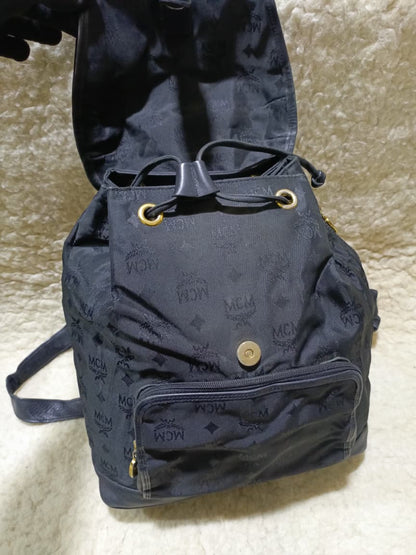 MCM Monogram Nylon Backpack – Black | Pre-Loved