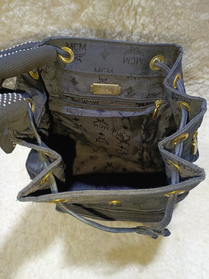 MCM Monogram Nylon Backpack – Black | Pre-Loved