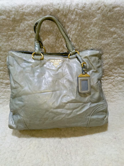 Prada Milano Tote Bag in Sage Grey | Pre-Loved