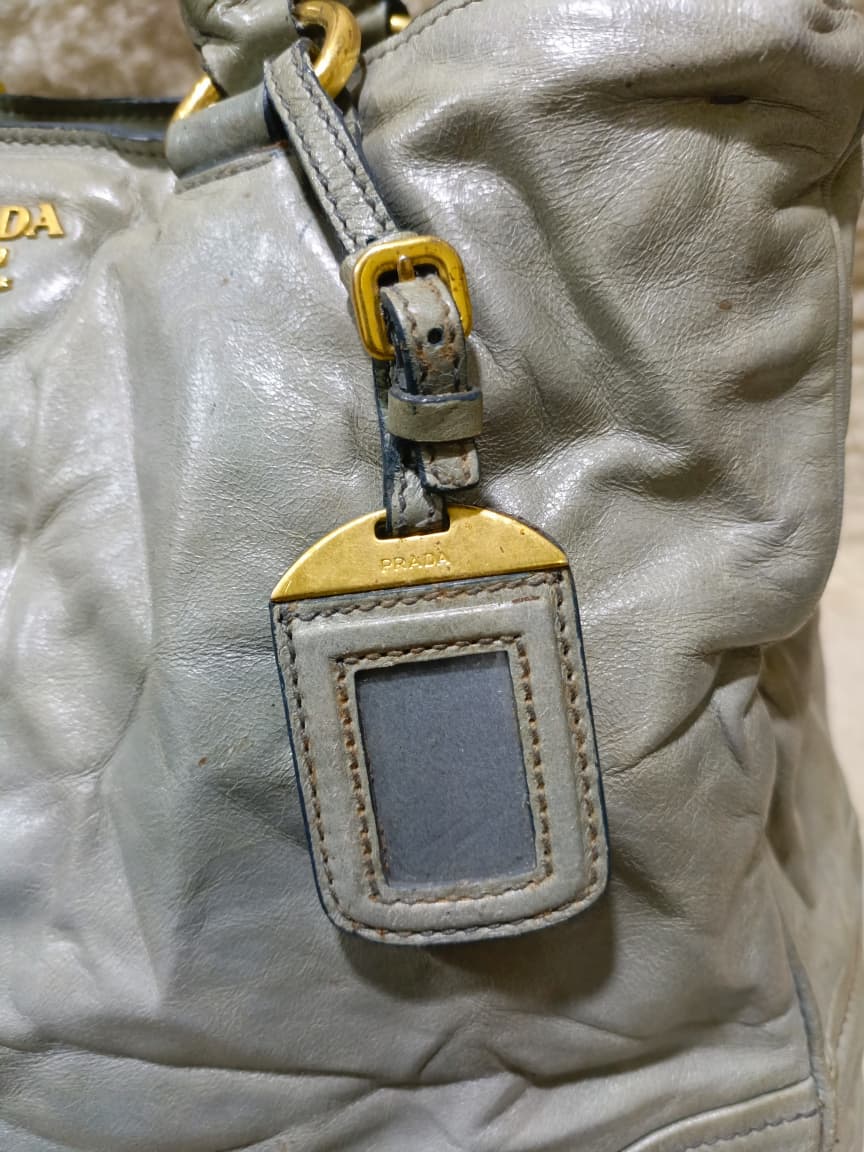 Prada Milano Tote Bag in Sage Grey | Pre-Loved