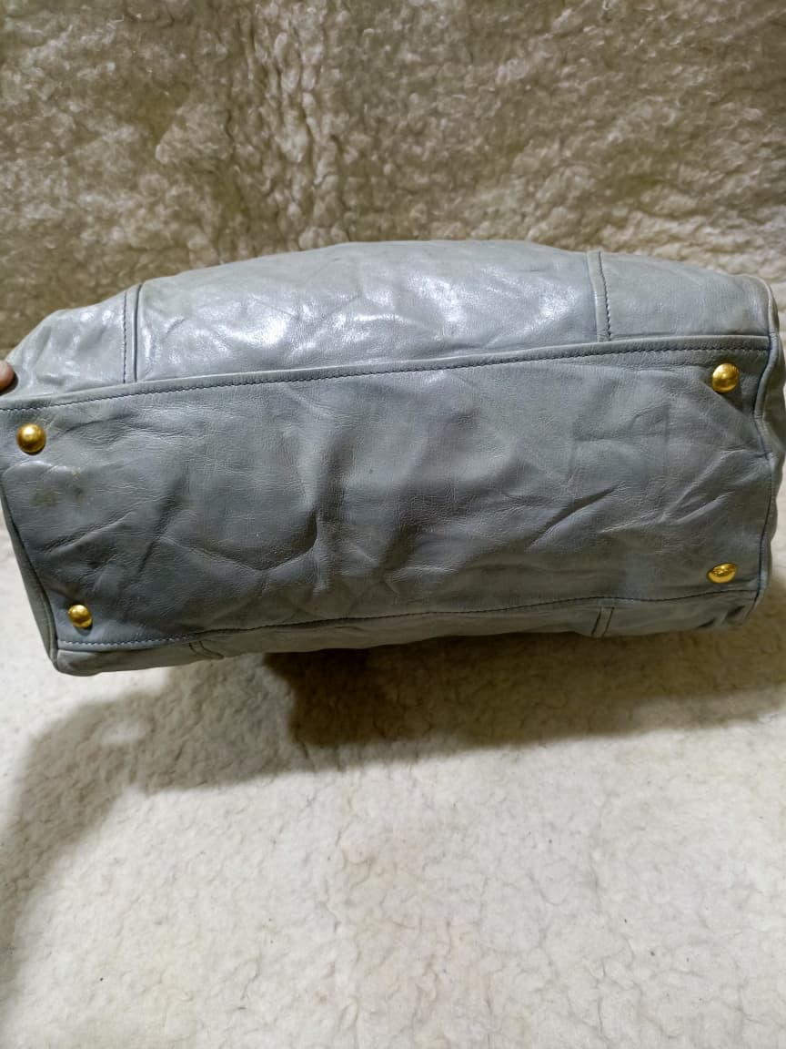 Prada Milano Tote Bag in Sage Grey | Pre-Loved