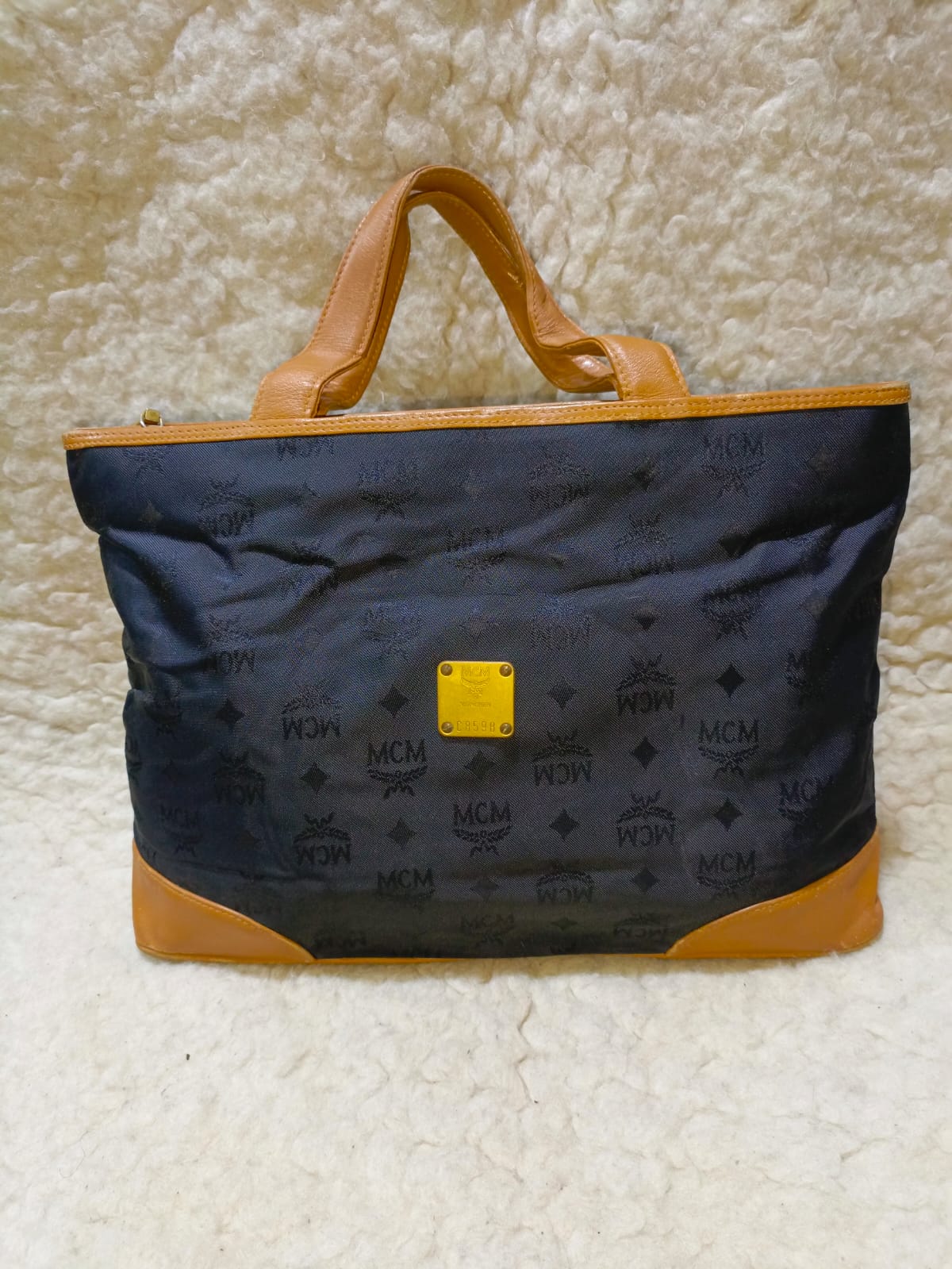 MCM  Nylon Tote Bag with Leather Trim | Pre-Loved