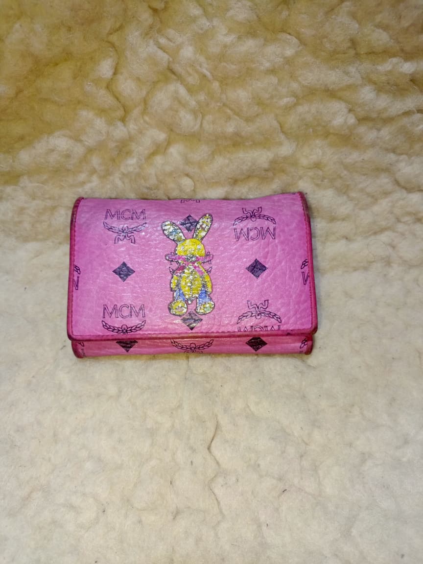 MCM Pink Rabbit Print Compact Wallet | Pre-Loved