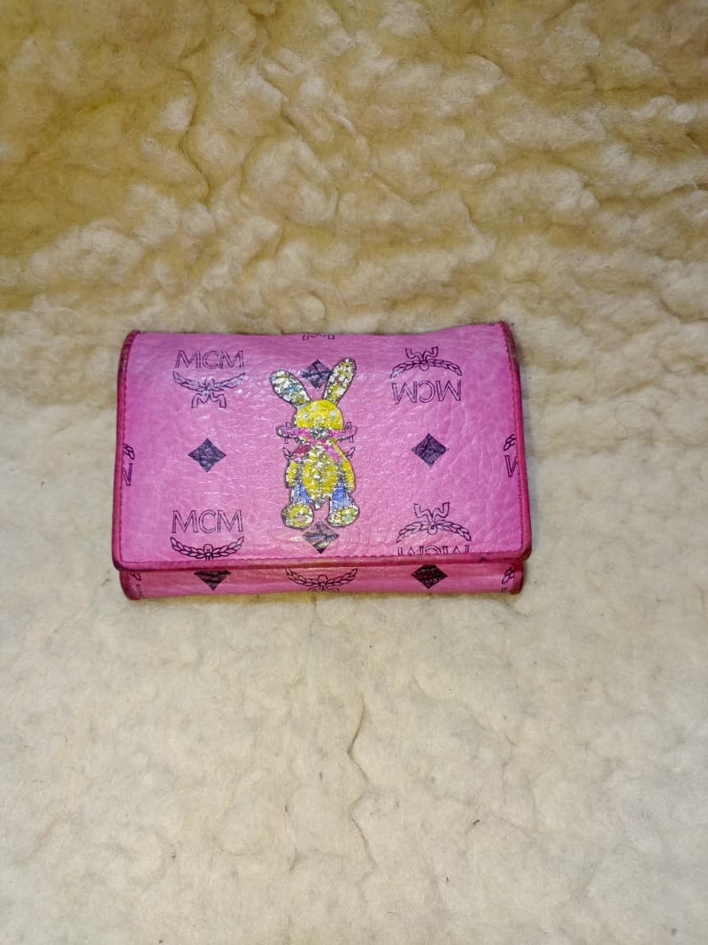 MCM Pink Rabbit Print Compact Wallet | Pre-Loved