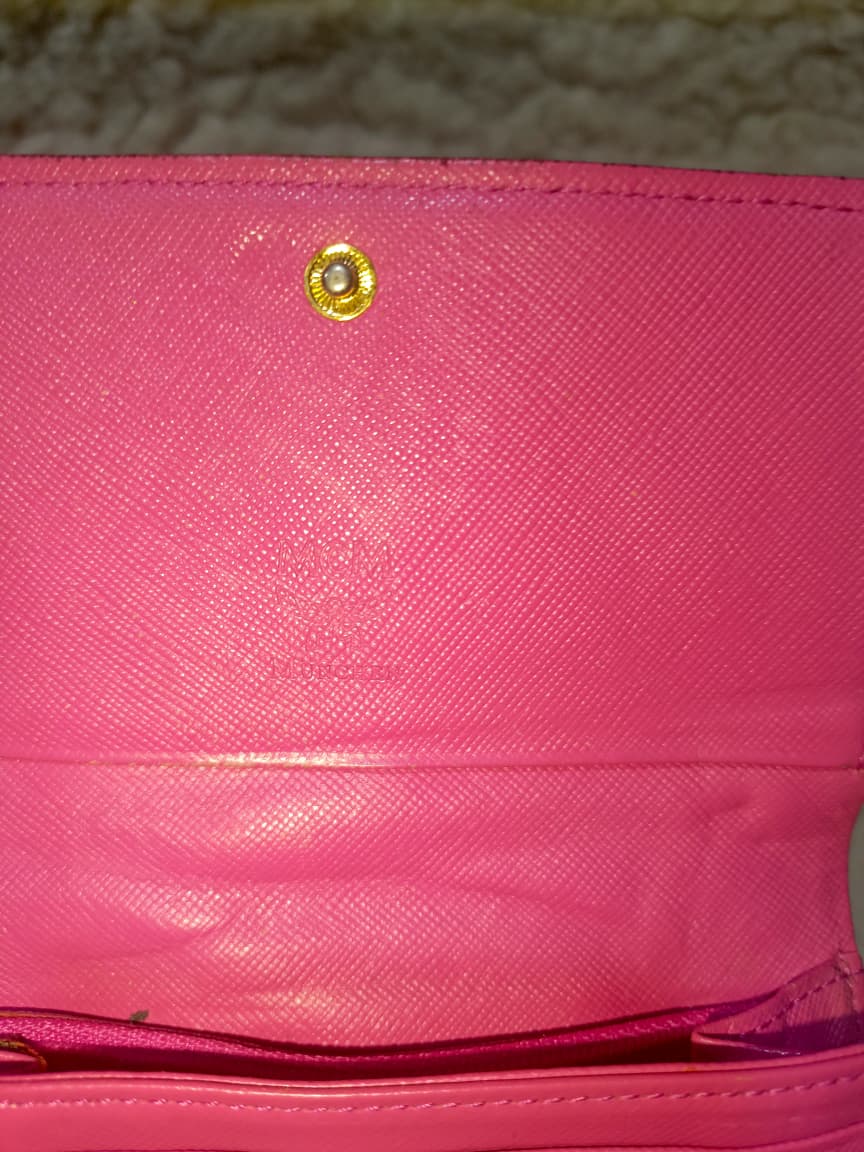MCM Pink Rabbit Print Compact Wallet | Pre-Loved