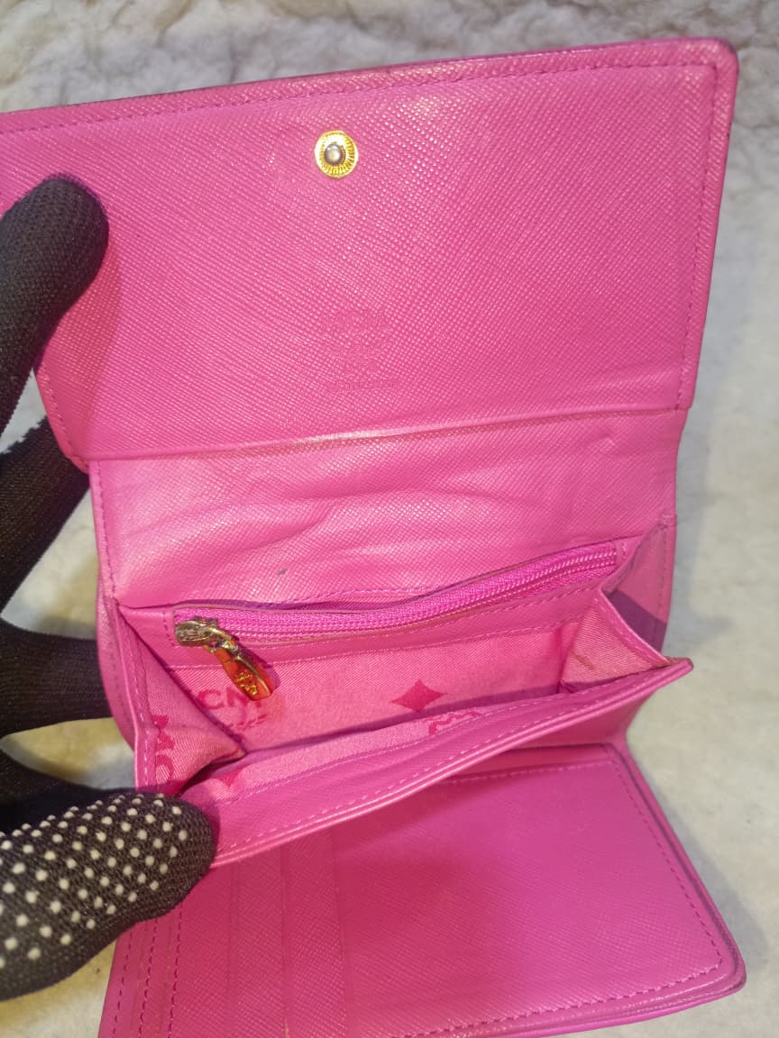 MCM Pink Rabbit Print Compact Wallet | Pre-Loved