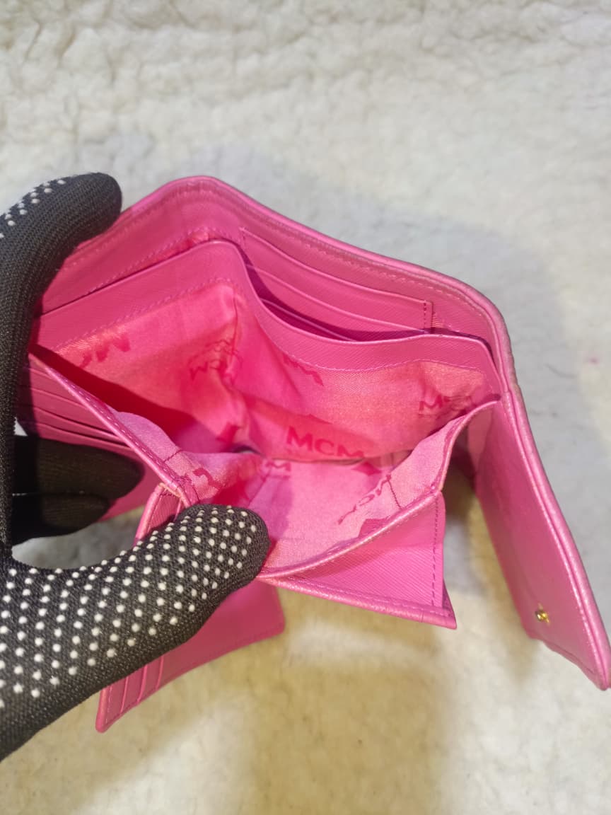MCM Pink Rabbit Print Compact Wallet | Pre-Loved