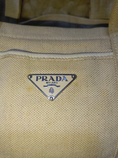 Prada Ivory Canvas Tote Bag | Pre-Loved