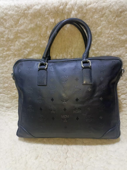 MCM Black Leather Briefcase / Laptop Bag | Pre-Loved