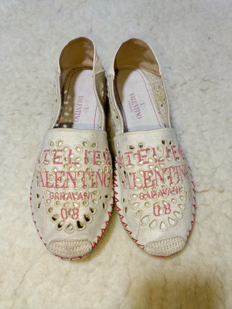 Valentino Flats with Red Logo Print – Size EU 39 | Pre-Loved