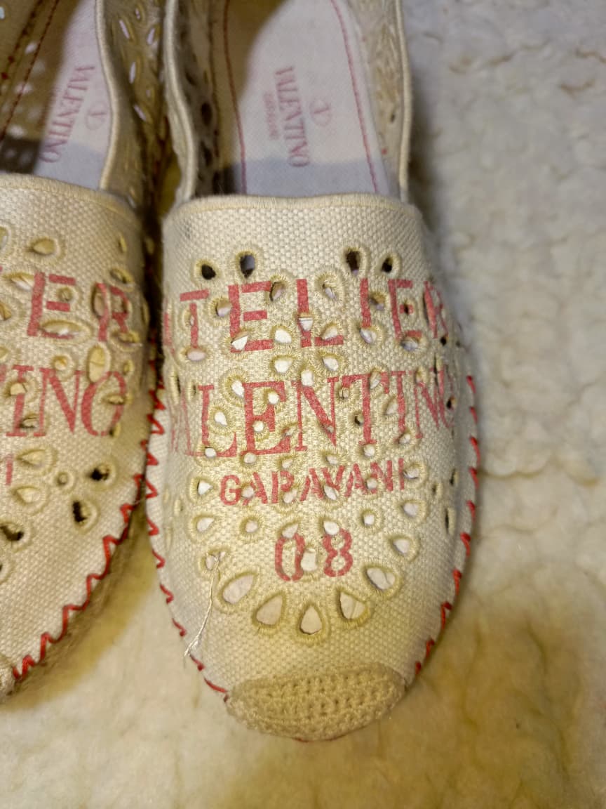 Valentino Flats with Red Logo Print – Size EU 39 | Pre-Loved