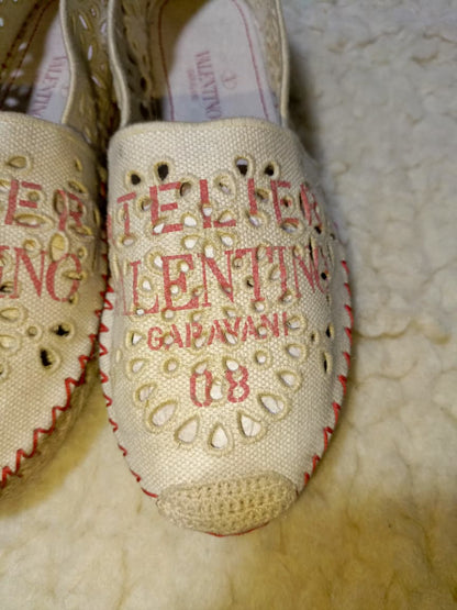 Valentino Flats with Red Logo Print – Size EU 39 | Pre-Loved