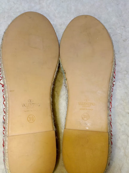 Valentino Flats with Red Logo Print – Size EU 39 | Pre-Loved